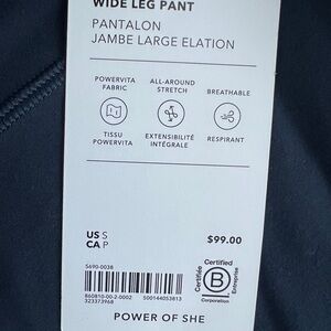NWT Athleta navy Elation Wide Leg Pants size S